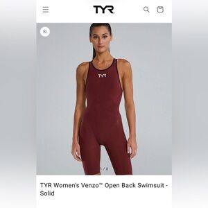 TYR Women's Venzo Open Back tech Swimsuit - burgundy